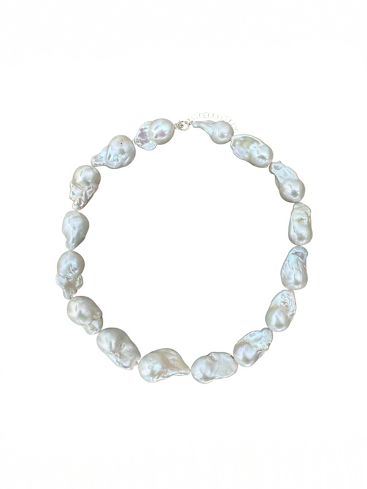 White Baroque Necklace For Her